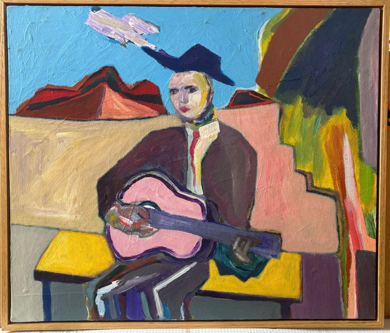 Nicholas Osmond - The Pink Guitar and Man in hat