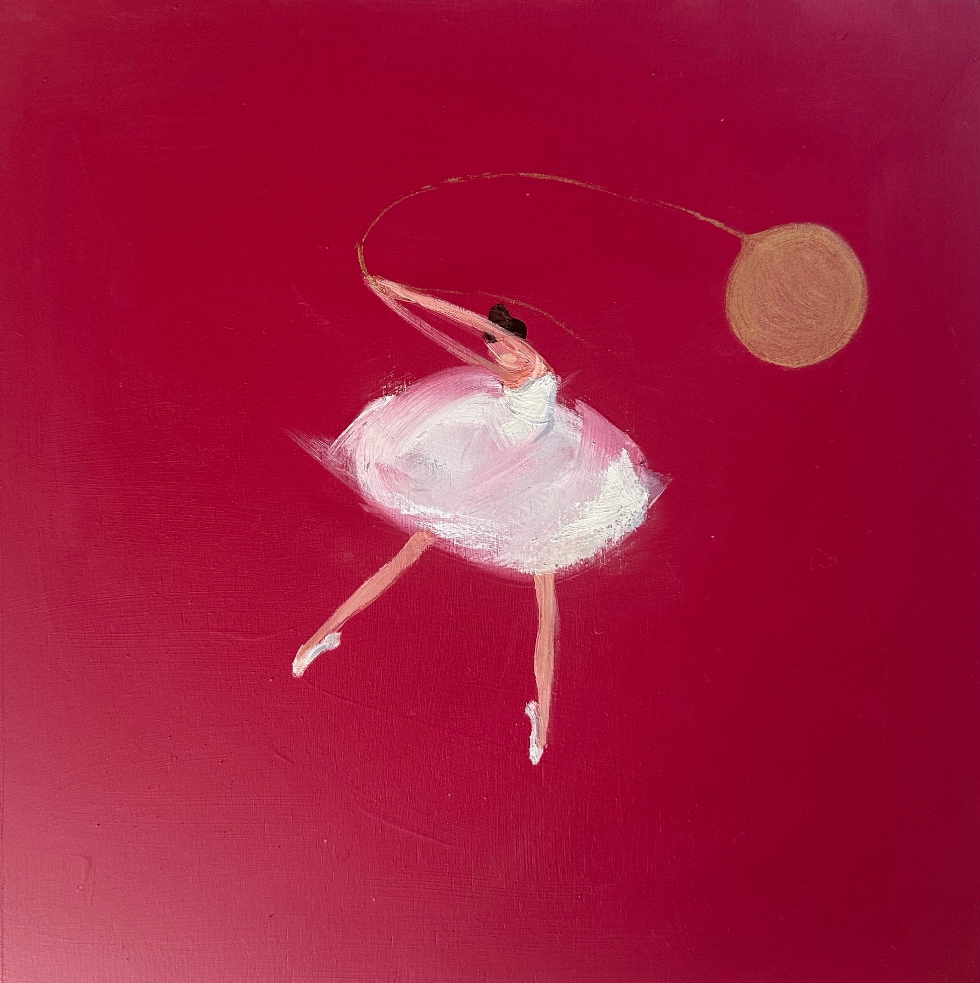 Zory McGrath - Little ballerina with gold balloon / raspberry red