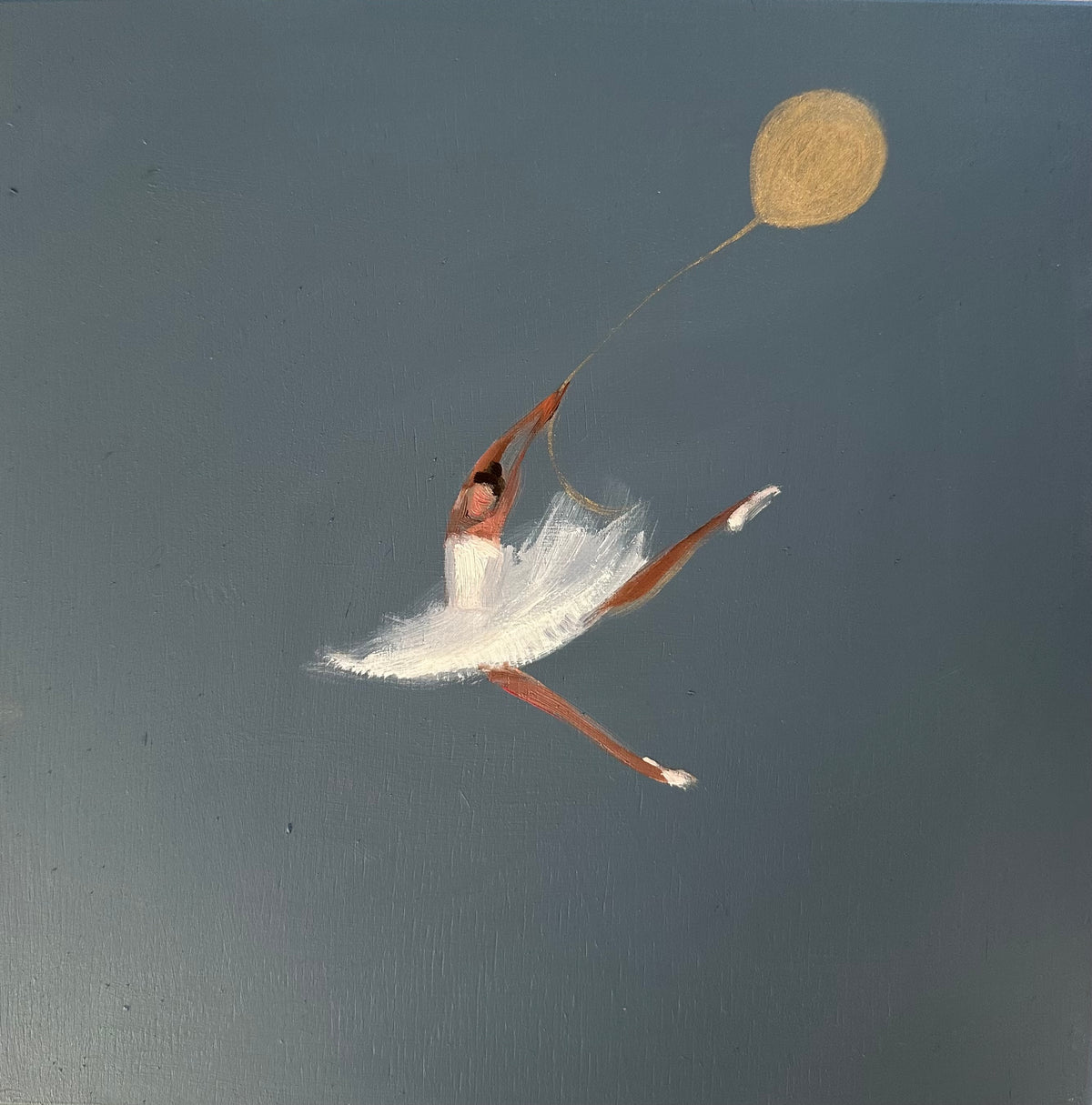 Zory McGrath - Little ballerina with gold balloon / blue gray
